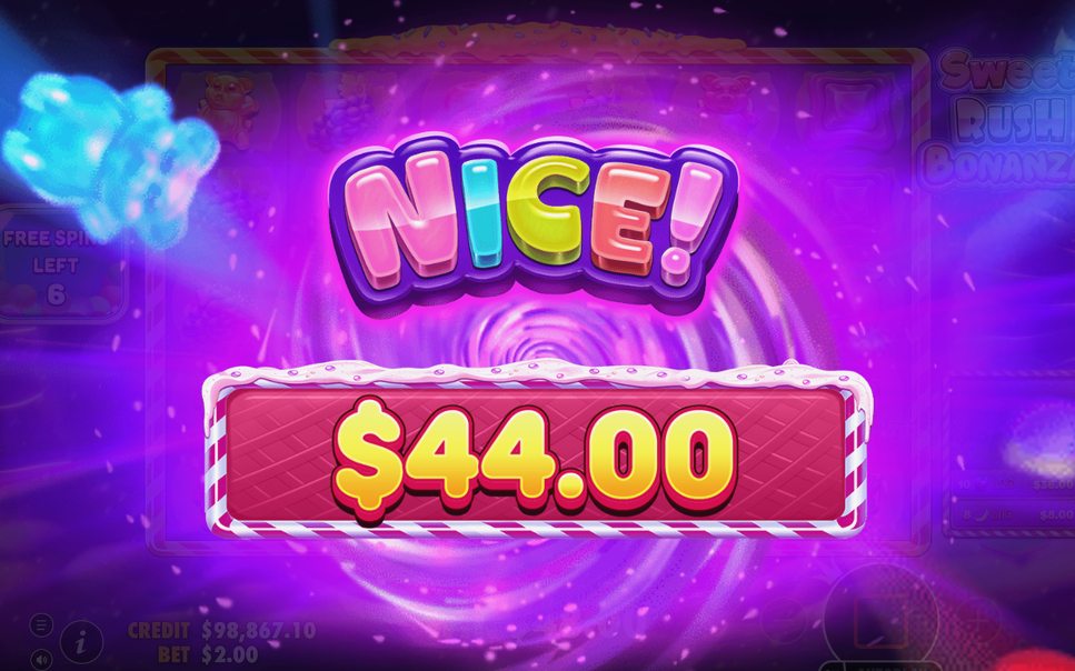 Win screen after winning symbols explode and refill