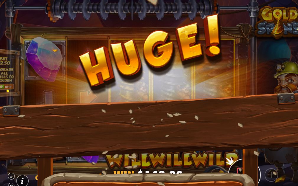 Win screen with a Drill feature money award