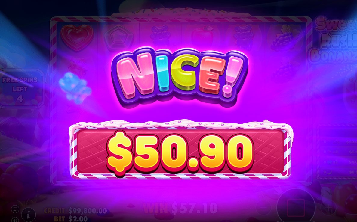 Win screen after a tumble sequence in the Base Game