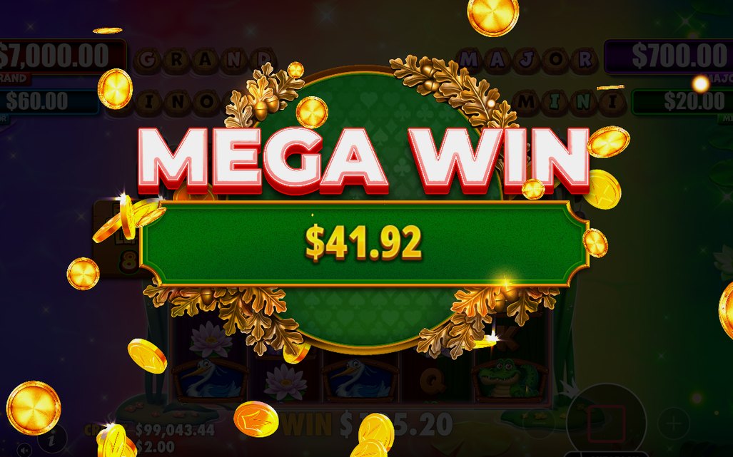 Win screen showing a payout on a winning payline